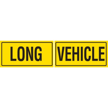 LONG VEHICLE 2 Piece 600 x 300mm Class 2 Reflective Sign - Aluminium Plate